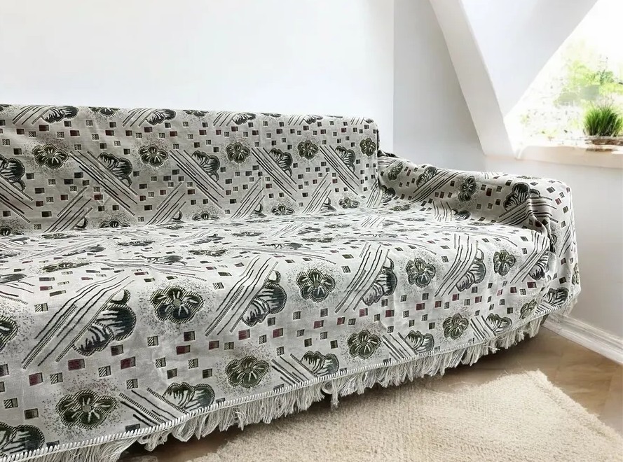 Комплект ковровых дивандеков (220х160;2 накидки(90х160),перламутровый