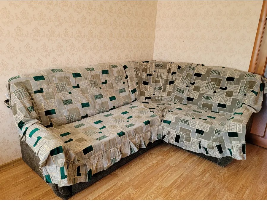 Ковровое покрывало на угловой диван и кресло правый угол (500x170см.)бежевый