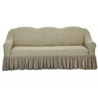 Чехол на 3-х местный диван с оборкой Жаккард,бежевый