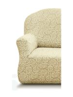 Чехол на угловой диван и кресло без оборки Жаккард,Ванильный
