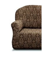 Чехол на угловой диван без оборки Жаккард,Шоколадный