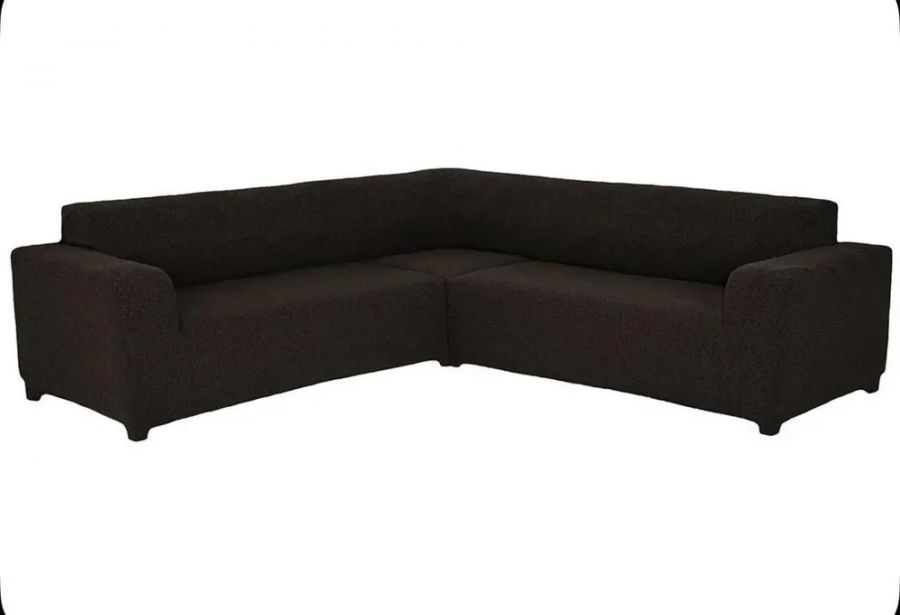 Чехол на угловой диван без оборки Жаккард,,шоколадный