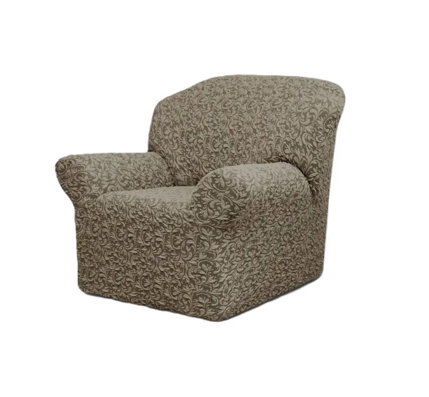 Чехол на кресло без оборки 1 шт. Жаккард ,кофе с молоком