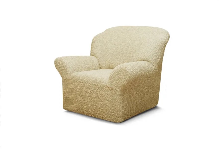 Чехол на кресло  без оборки 1 шт.  Шёлковый Жаккард ,светло-бежевый