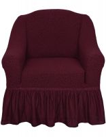 Чехол на кресло с оборкой 1 шт Жаккард.,бордовый
