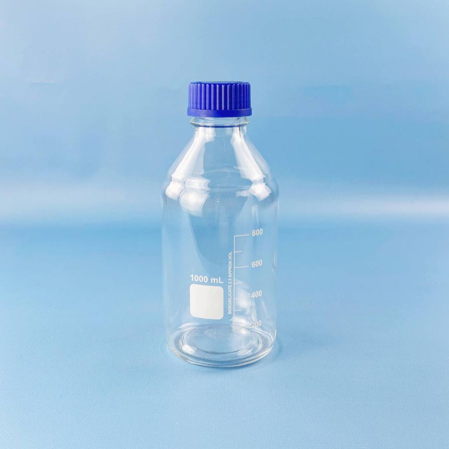 Банка для реактивов Labdevices GL45, 1000 мл, стекло Boro 3.3, светлое стекло, с винтовой крышкой, градуированная