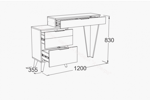 Стол туалетный Ольга 4 Дуб золотистый/Креатель