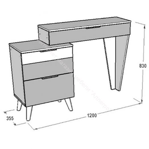 Стол туалетный Ольга 4 Дуб золотистый/Креатель