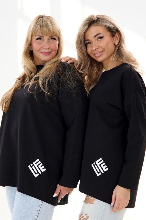 Кофта футер life дл/р [черный]