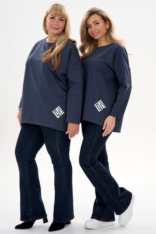 Кофта футер life дл/р [графит]