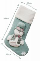 Новогодний носок для подарков зеленый [снеговик]
