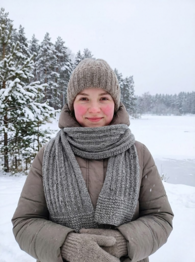 Длинный, тёплый шарф из 100% шерсти «Серый уют»