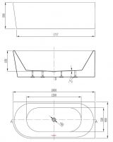Угловая акриловая ванна Vincea слив-перелив в комплекте VBT-402-1800 схема 2 Угловая акриловая ванна Vincea слив-перелив в комплекте VBT-402-1800 схема 2