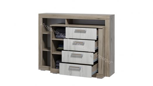 Комод 1 "Ольга 19" Дуб крафт белый/Дуб крафт серый