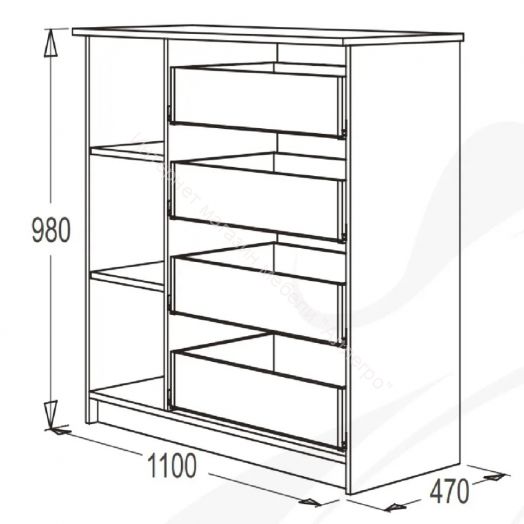 Комод -9 (Фант) Дуб млечный/Венге