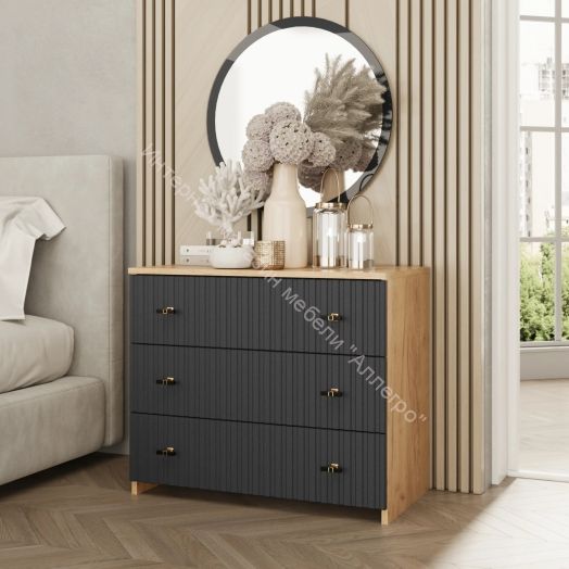 Комод - 5 (Фант) Дуб золотистый/Графит