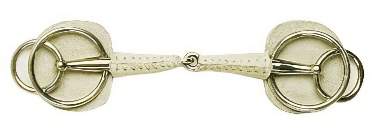 Трензель с одним сочленением, с двойными кольцами. В коже. Грызло 18мм. Кольца 45х25мм.