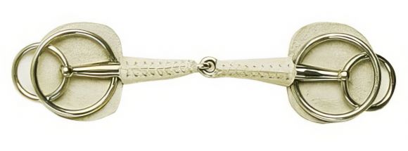 Трензель с одним сочленением, с двойными кольцами. В коже. Грызло 18мм. Кольца 45х25мм.
