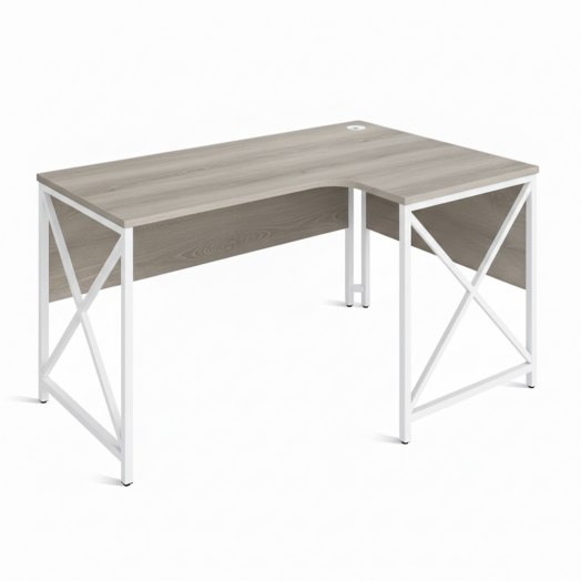 ЛОФТ-4 Стол рабочий эргономичный правый (1350х900-600х750 мм) Дуб Канадский / Белый