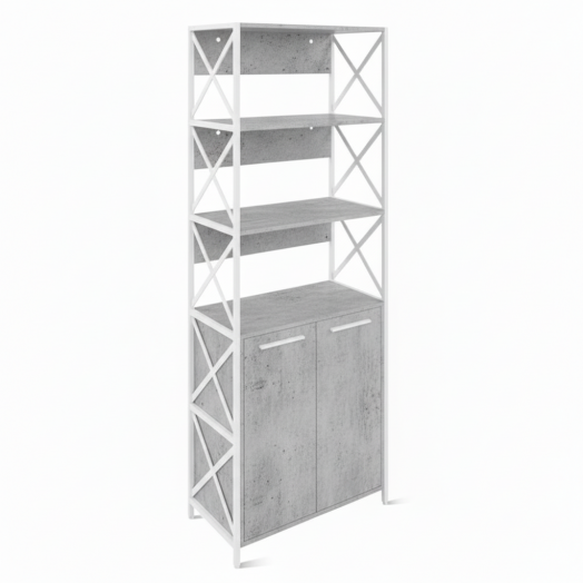 ЛОФТ-10 Шкаф для документов (700х370х1900 мм) Бетон / Белый