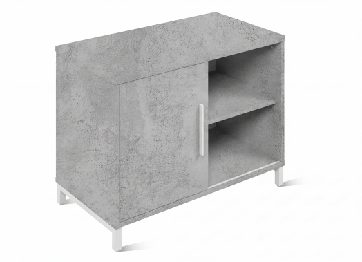 ЛОФТ-7 Тумба под аппаратуру (800х430х600 мм) Бетон / Белый