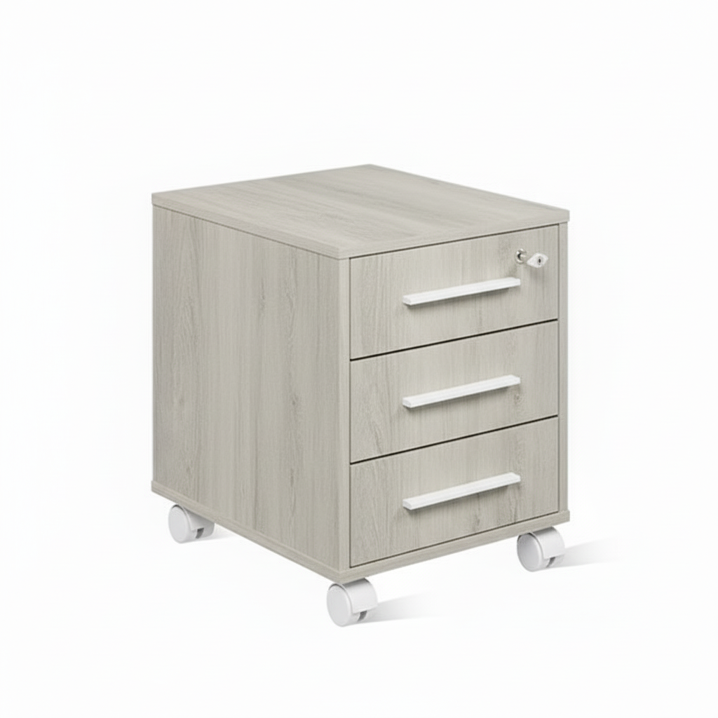 ЛОФТ-6 Тумба подкатная с замком (400х460х500 мм) Дуб Канадский / Белый