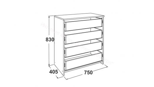 Комод - 4 (Фант) Дуб золотистый/Изумрудное море