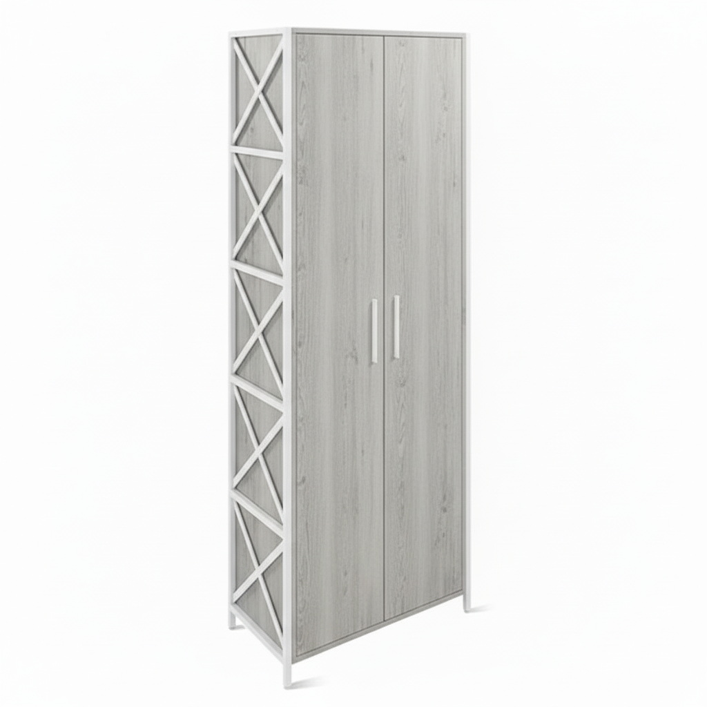 ЛОФТ-12 Шкаф для одежды (700х370х1900 мм) Дуб Канадский / Белый