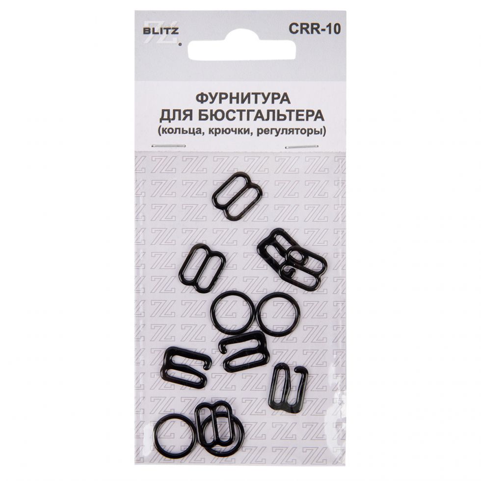 фото Набор фурнитуры для  бюстгальтера (кольца, крючки, регуляторы) металл  для бретелей шириной 10 мм черный
