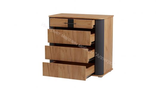 Комод Ольга 2 с 4-мя ящиками Дуб золотистый/Антрацит