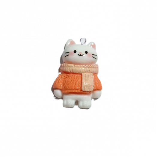 Подвеска кабошон Зимний кот из полимерной смолы 18Х25 мм  IYOE.C.1825