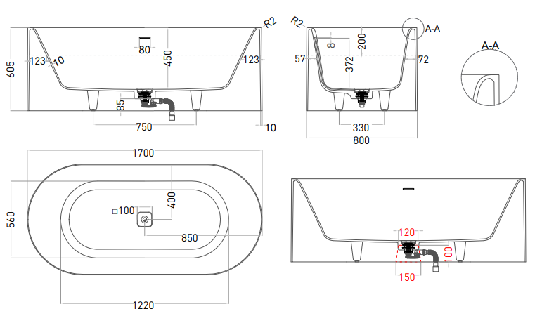 Отдельностоящая ванна Salini Perla 170х80 ФОТО