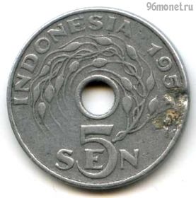 Индонезия 5 сенов 1954