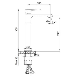 FRAP F1071-29 Lavabo qarışdırıcısı qrafit - 02