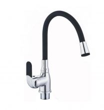 Смеситель для кухни с высоким поворотным гибким изливом KOLAG С-5048-207 хром/черный