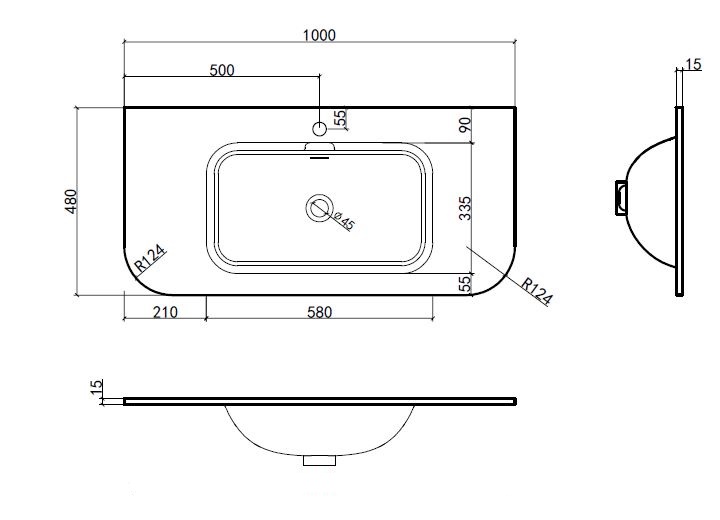 Раковина Vincea Alto VCB-4A100MW накладная 100х48 см ФОТО