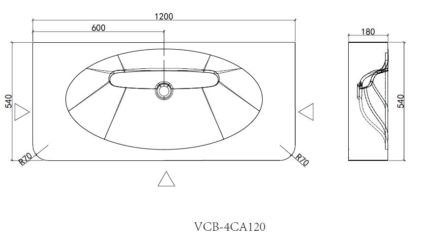 Раковина Vincea Caprise VCB-4CA120MW мебельная накладная из Corian 120х54 см ФОТО