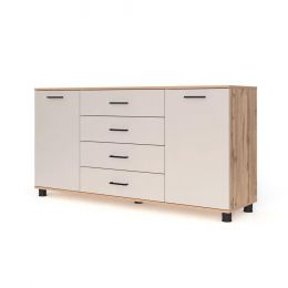 Ривьера Комод 2 створки 4 ящика (ш1622*г452*в827мм)  Дуб вотан/Кашемир