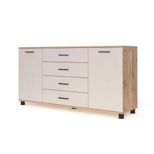 Ривьера Комод 2 створки 4 ящика (ш1622*г452*в827мм)  Дуб вотан/Кашемир