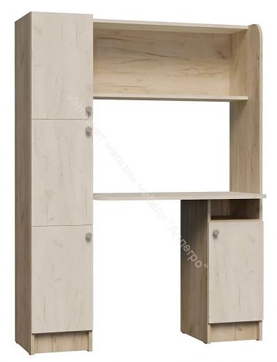 Стол письменный "Омега 2" с надстройкой Дуб крафт серый/Дуб крафт белый