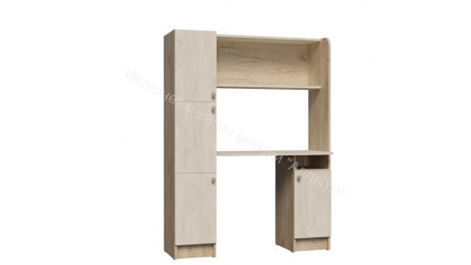 Стол письменный "Омега 2" с надстройкой Дуб крафт серый/Дуб крафт белый