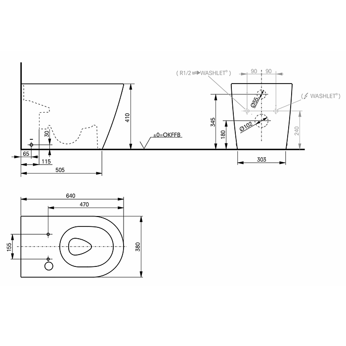 Унитаз напольный TOTO RP CW563Y#XW без сиденья ФОТО