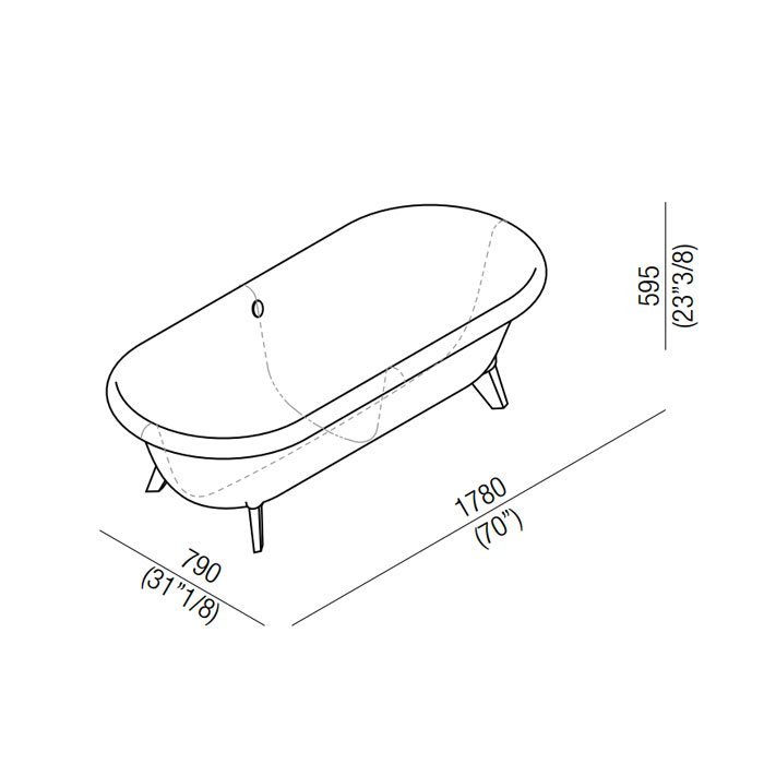 Овальная отдельностоящая ванна Agape Ottocento AVAS0969ZGS 178x79 см ФОТО