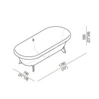 Овальная отдельностоящая ванна Agape Ottocento AVAS0969ZGS 178x79 см схема 2