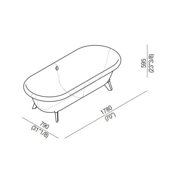Овальная отдельностоящая ванна Agape Ottocento AVAS0969ZGS 178x79 см схема 2