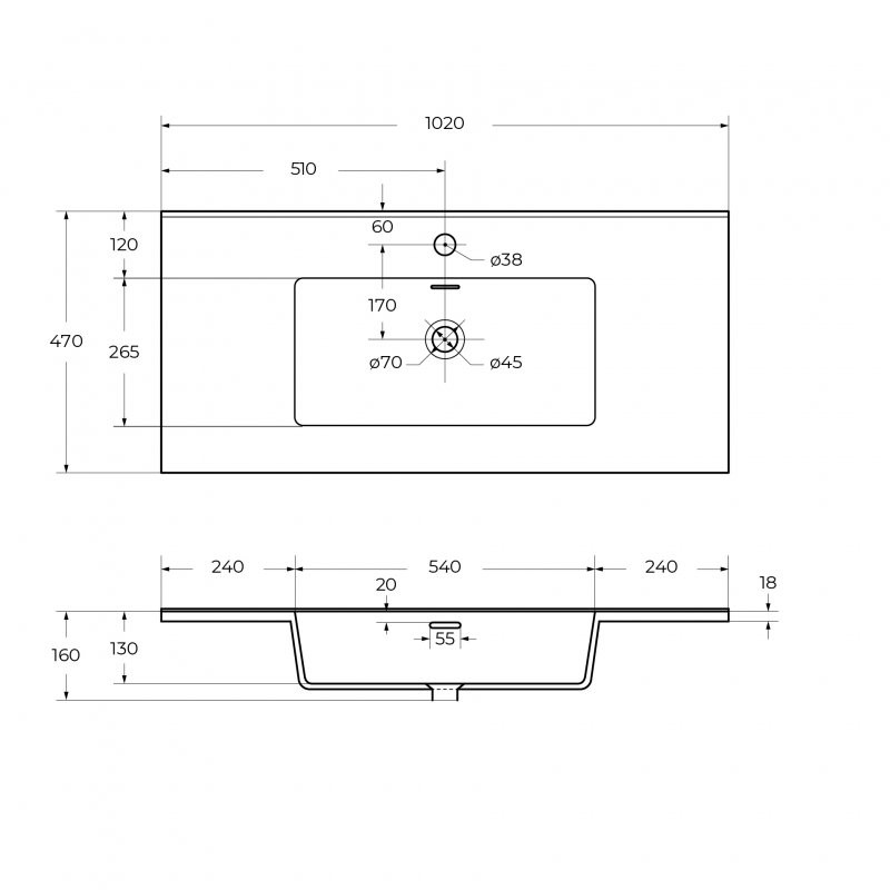 Раковина мебельная из искусственного мрамора Cezares 121х46х14 ФОТО