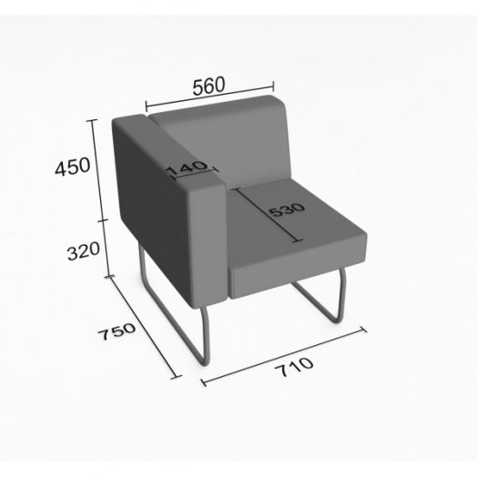 Кресельная секция Слендер А с одним подлокотником