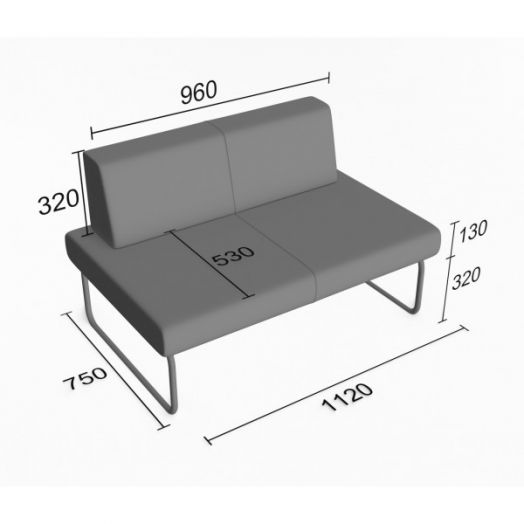 Диванная секция Слендер В двойная без подлокотников