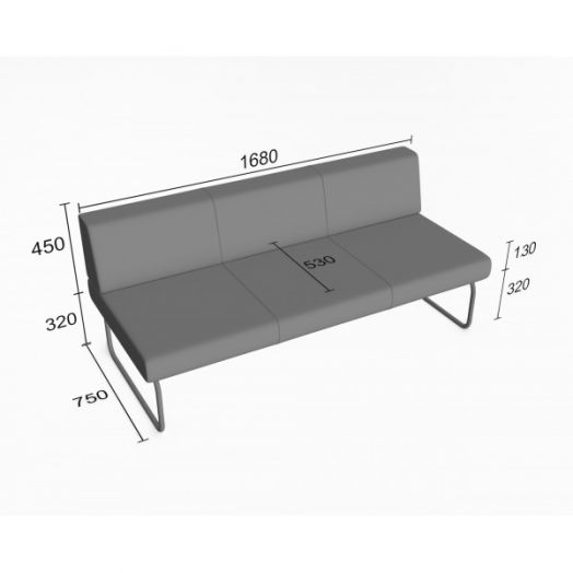 Диванная секция Слендер А тройная, без подлокотников