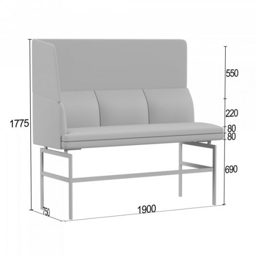 Диванная секция барная Асмунг В тройная с одним подлокотником
